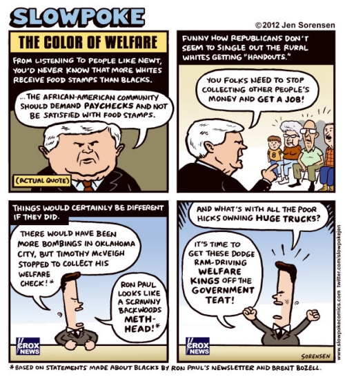 If Ron Paul's news letters had reflected the truth that most welfare recipients are not not-white.