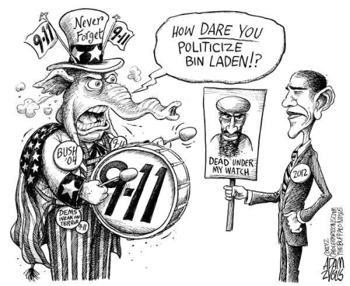 Republicans accusing President Obama of politicizing Osama bin Laden while draped in Bush era jingoism
