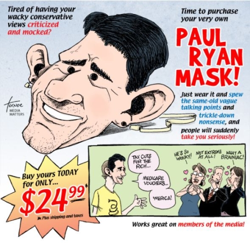 Are your wacky conservative ideas mocked?  Get your own Paul Ryan mask.