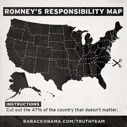Romney"s Responsibility Map:  Cut out the 47% of the country that doesn't matter.